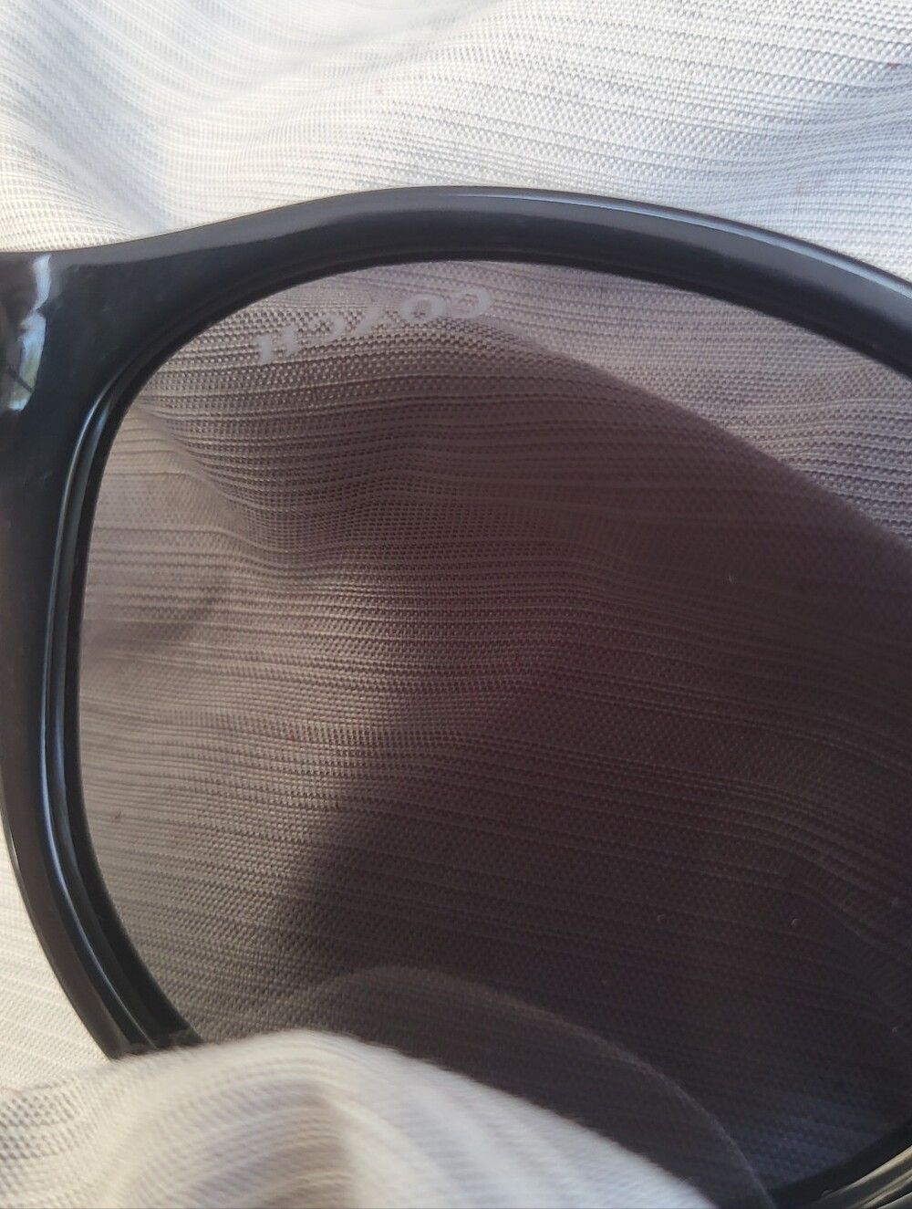 Coach Glossy Black Round Frame Sunglasses with Smoke Lenses - Picture 5 of 8